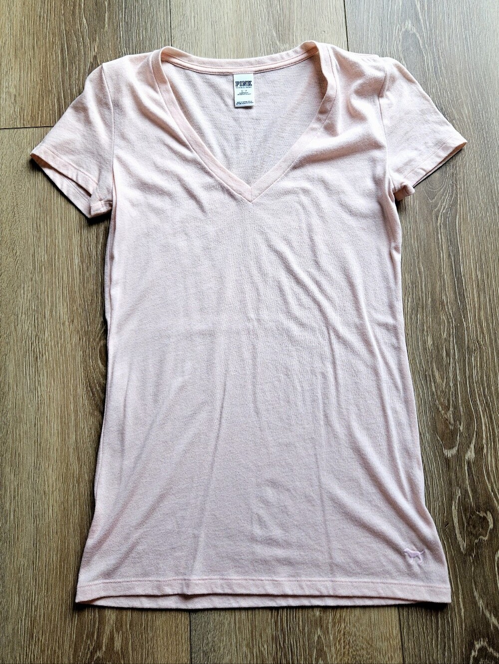PINK Victoria's Secret Light Orange Peach V-Neck Short Sleeve Tee Shirt